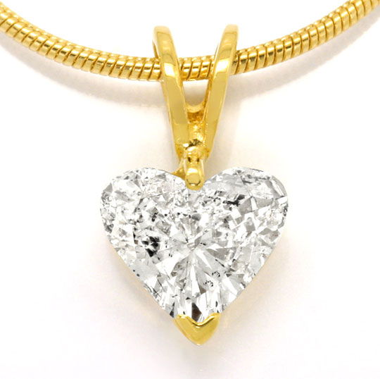 Foto 2 - Diamant Herz Collier 1,02 ct Herz Solitaer 18K Gelbgold, R4641