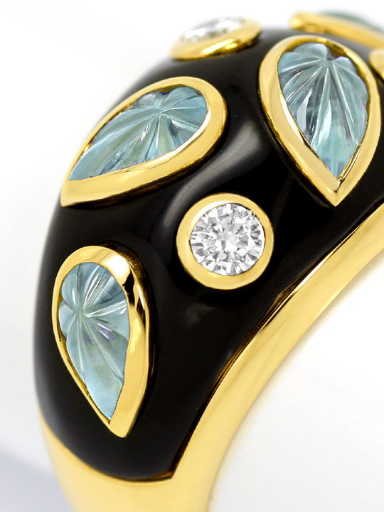 Foto 3 - Cartier Brillanten-Ring, gravierte Aquamarine, Gelbgold, R5706