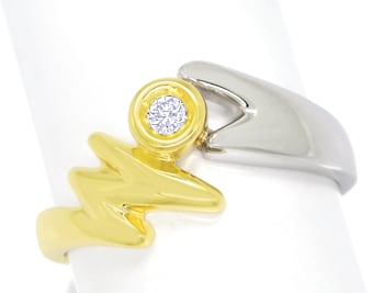 Foto 1 - Designer-Ring Blitz mit Brillant 14K Gelbgold-Weißgold, S1807