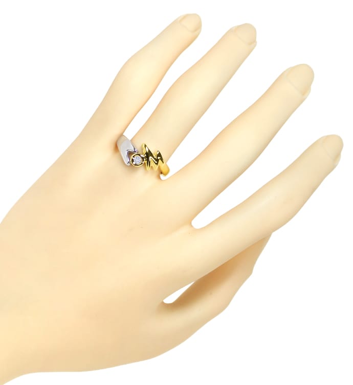 Foto 4 - Designer-Ring Blitz mit Brillant 14K Gelbgold-Weißgold, S1807